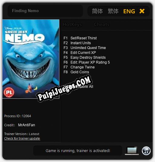 Finding Nemo: Trainer +8 [v1.9]