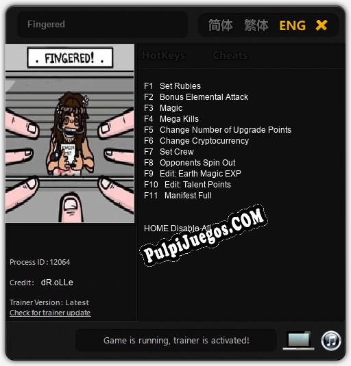 Fingered: Trainer +11 [v1.8]