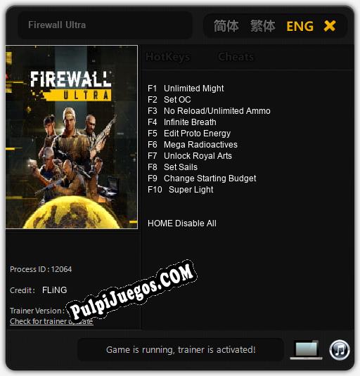 Firewall Ultra: Cheats, Trainer +10 [FLiNG]