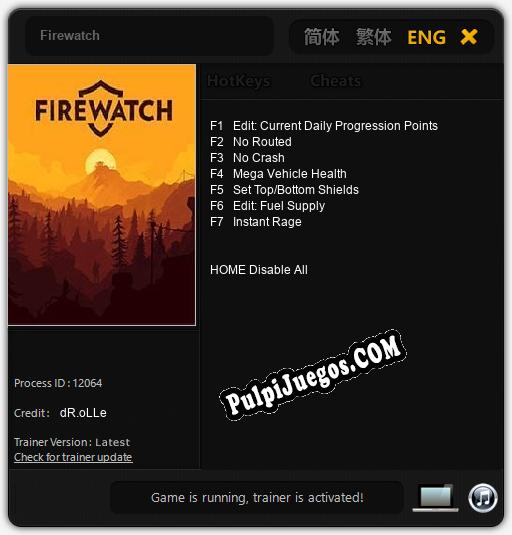 Firewatch: Trainer +7 [v1.2]