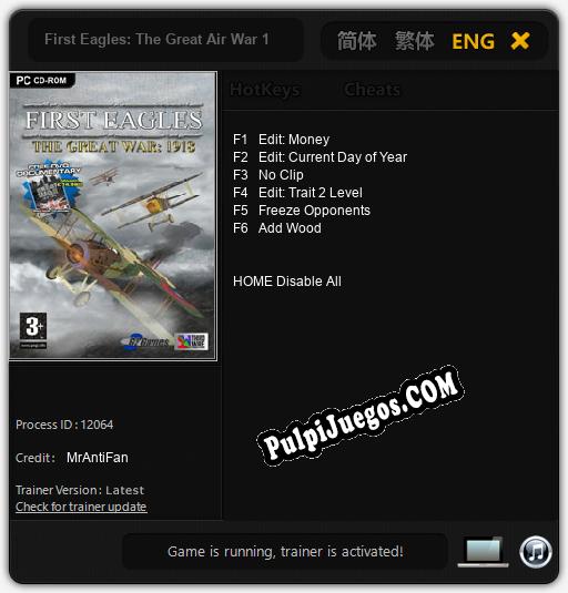 Entrenador liberado a First Eagles: The Great Air War 1918 [v1.0.7]