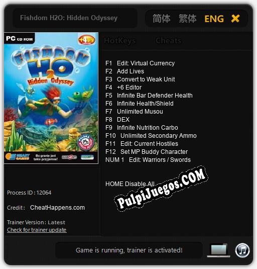 Entrenador liberado a Fishdom H2O: Hidden Odyssey [v1.0.5]