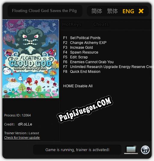 Floating Cloud God Saves the Pilgrims in HD!: Trainer +8 [v1.8]