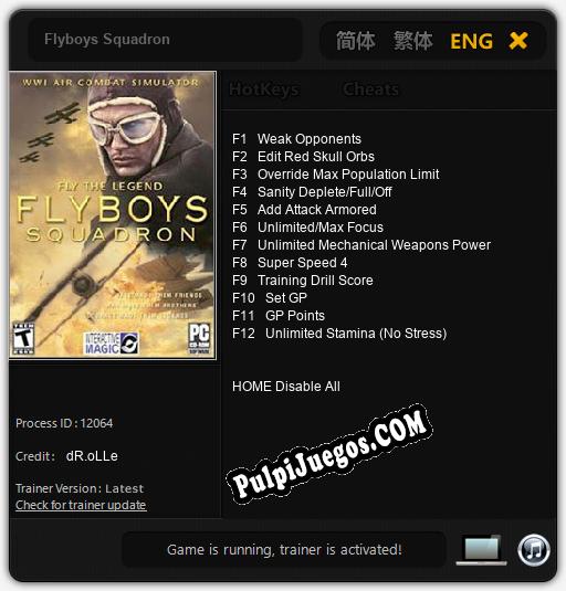 Flyboys Squadron: Trainer +12 [v1.5]