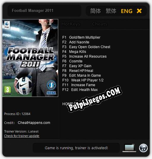 Football Manager 2011: Cheats, Trainer +12 [CheatHappens.com]