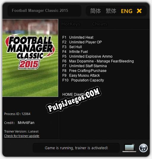 Football Manager Classic 2015: Cheats, Trainer +10 [MrAntiFan]