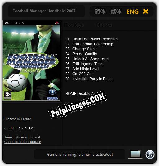 Football Manager Handheld 2007: Trainer +9 [v1.6]