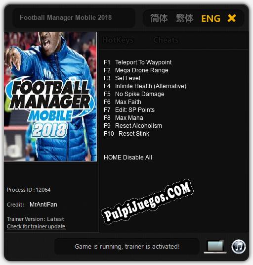 Football Manager Mobile 2018: Trainer +10 [v1.6]