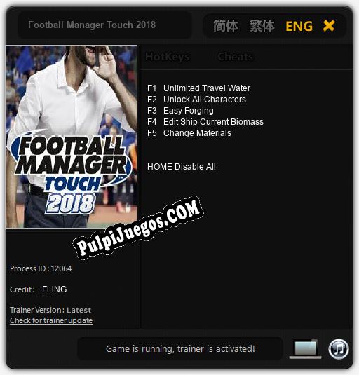 Football Manager Touch 2018: Trainer +5 [v1.4]