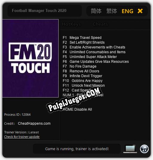 Football Manager Touch 2020: Trainer +13 [v1.5]