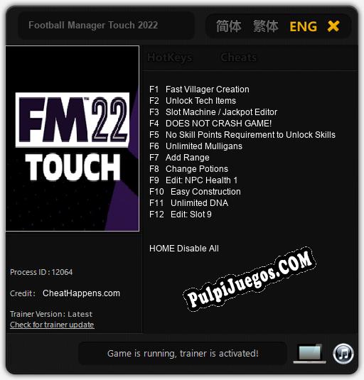 Football Manager Touch 2022: Trainer +12 [v1.7]