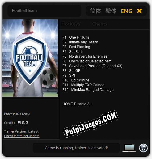 FootballTeam: Cheats, Trainer +12 [FLiNG]