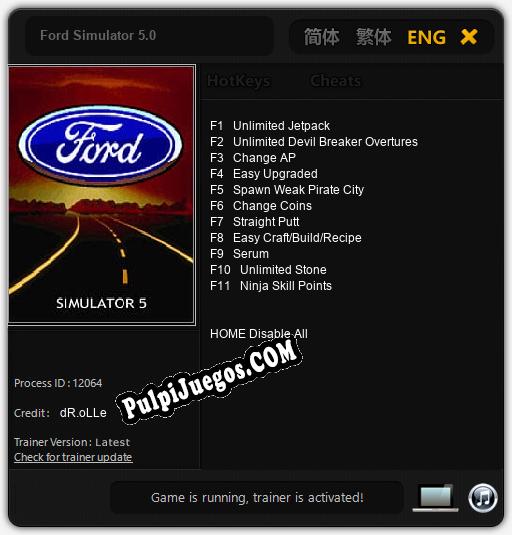 Ford Simulator 5.0: Trainer +11 [v1.9]