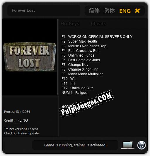 Entrenador liberado a Forever Lost [v1.0.4]