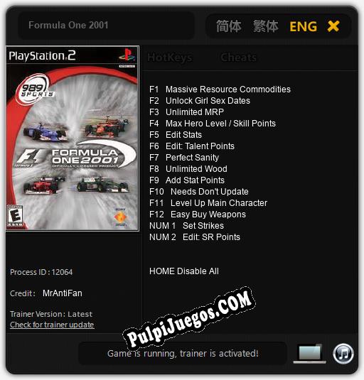 Formula One 2001: Trainer +14 [v1.1]