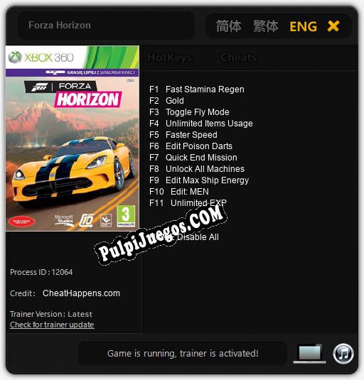 Forza Horizon: Trainer +11 [v1.9]