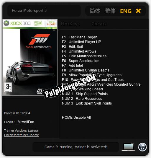 Forza Motorsport 3: Treinador (V1.0.30)