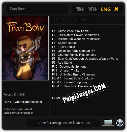 Fran Bow: Trainer +15 [v1.6]