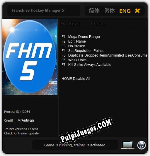 Franchise Hockey Manager 5: Trainer +7 [v1.2]