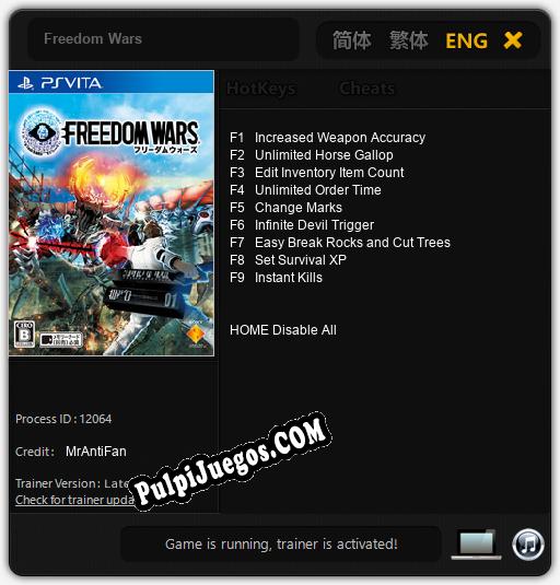 Freedom Wars: Trainer +9 [v1.5]