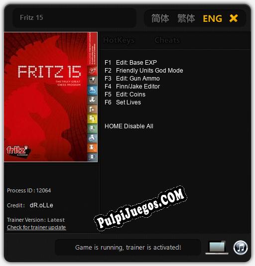 Fritz 15: Trainer +6 [v1.1]