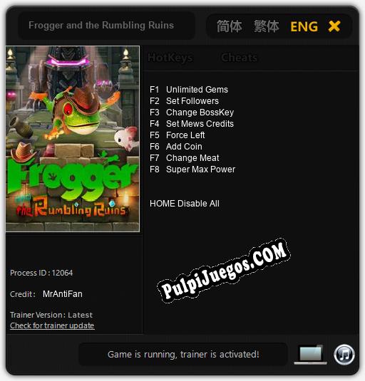 Frogger and the Rumbling Ruins: Cheats, Trainer +8 [MrAntiFan]