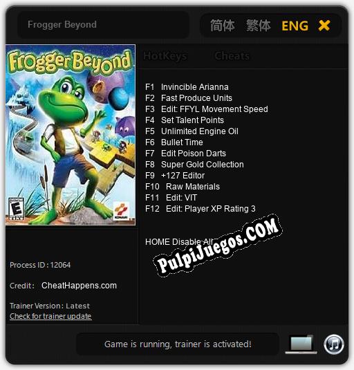 Frogger Beyond: Trainer +12 [v1.6]