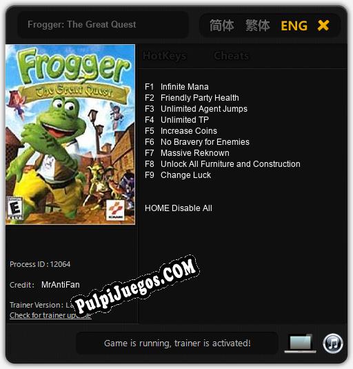 Frogger: The Great Quest: Treinador (V1.0.47)