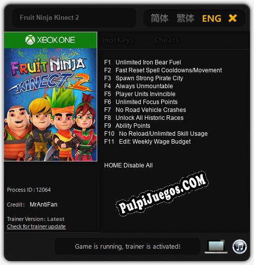 Fruit Ninja Kinect 2: Cheats, Trainer +11 [MrAntiFan]