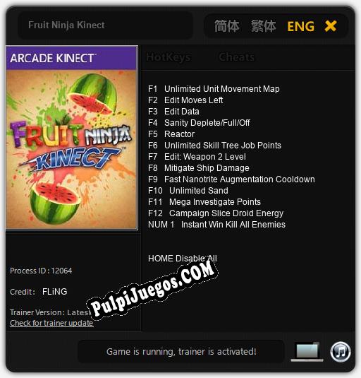 Entrenador liberado a Fruit Ninja Kinect [v1.0.2]