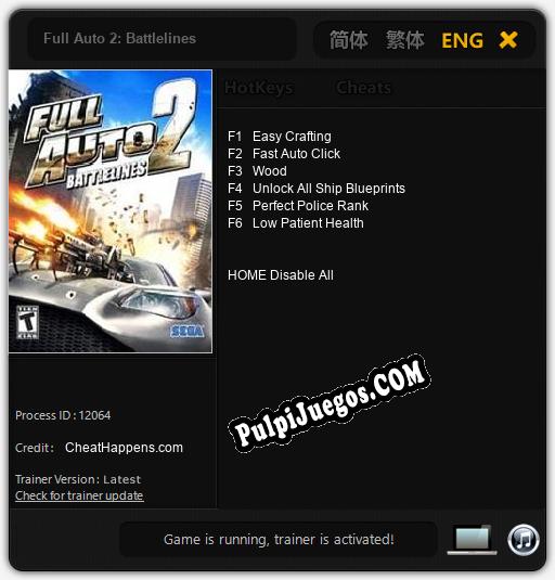 Full Auto 2: Battlelines: Trainer +6 [v1.4]