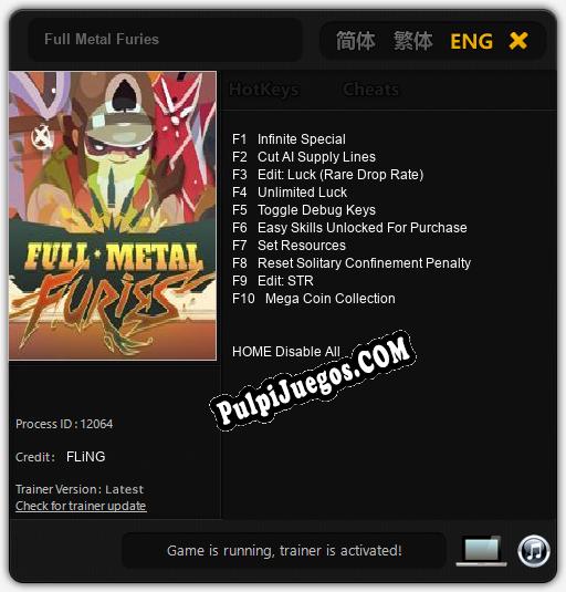 Full Metal Furies: Cheats, Trainer +10 [FLiNG]