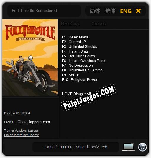 Full Throttle Remastered: Treinador (V1.0.57)