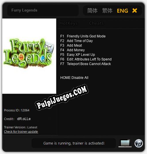 Furry Legends: Treinador (V1.0.76)