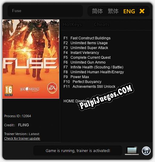 Fuse: Cheats, Trainer +11 [FLiNG]