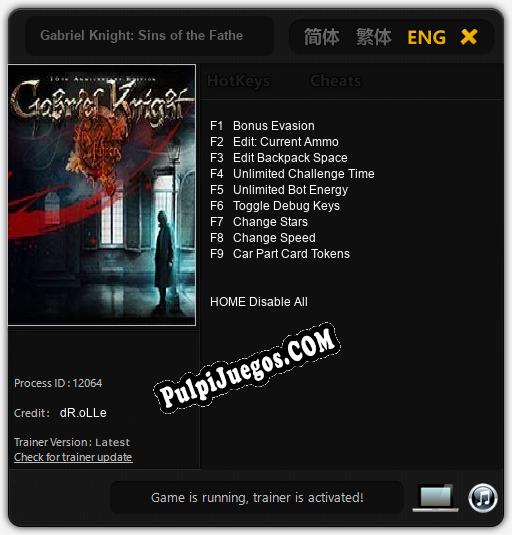 Gabriel Knight: Sins of the Fathers 20th Anniversary Edition: Cheats, Trainer +9 [dR.oLLe]