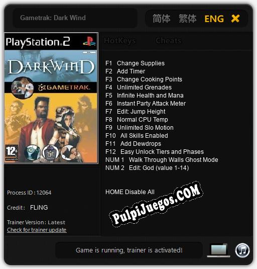 Entrenador liberado a Gametrak: Dark Wind [v1.0.4]