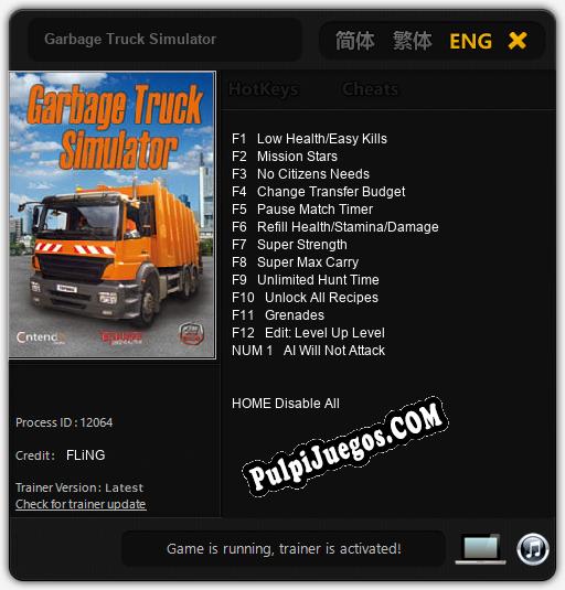 Garbage Truck Simulator: Cheats, Trainer +13 [FLiNG]