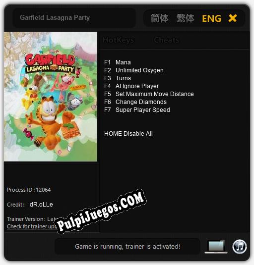 Garfield Lasagna Party: Trainer +7 [v1.3]