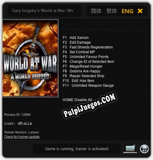 Gary Grigsby’s World at War: World Divided: Treinador (V1.0.9)