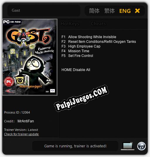 Gast: Cheats, Trainer +5 [MrAntiFan]