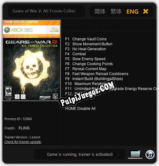 Entrenador liberado a Gears of War 2: All Fronts Collection [v1.0.5]