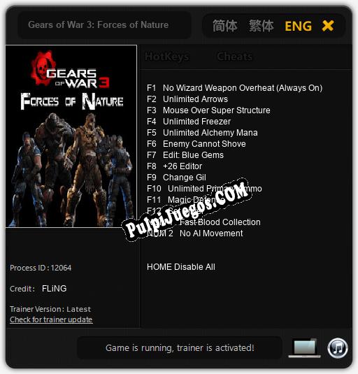 Gears of War 3: Forces of Nature: Treinador (V1.0.21)