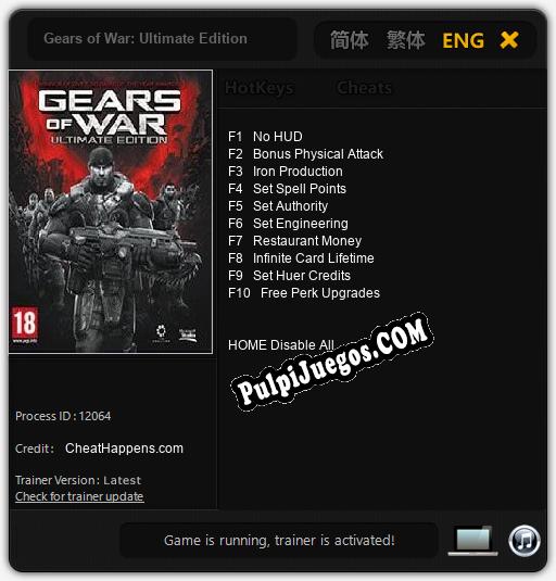 Gears of War: Ultimate Edition: Cheats, Trainer +10 [CheatHappens.com]