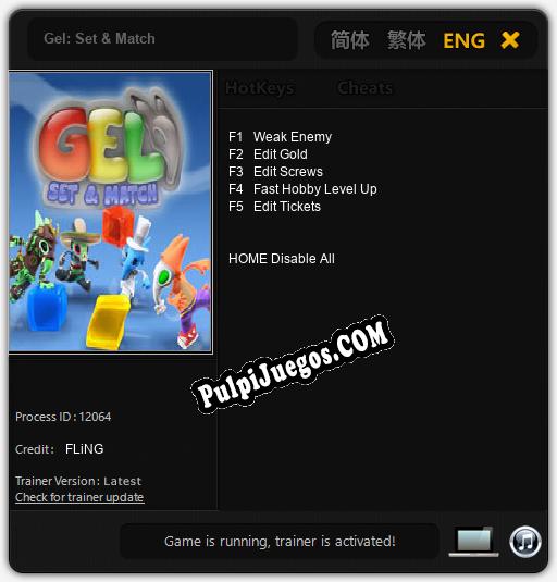 Gel: Set & Match: Cheats, Trainer +5 [FLiNG]