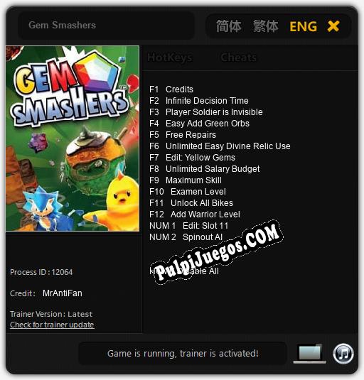 Gem Smashers: Cheats, Trainer +14 [MrAntiFan]