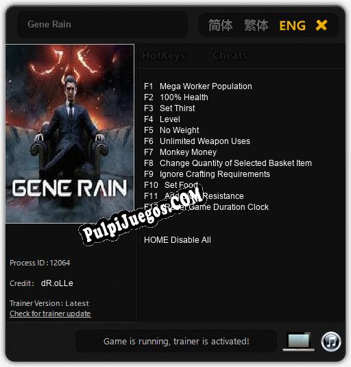 Gene Rain: Cheats, Trainer +12 [dR.oLLe]