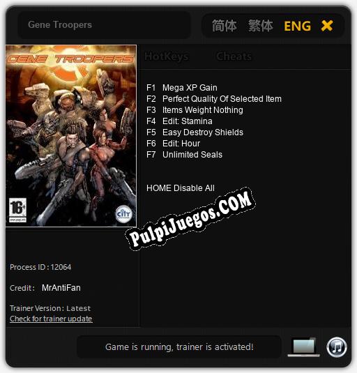 Gene Troopers: Cheats, Trainer +7 [MrAntiFan]