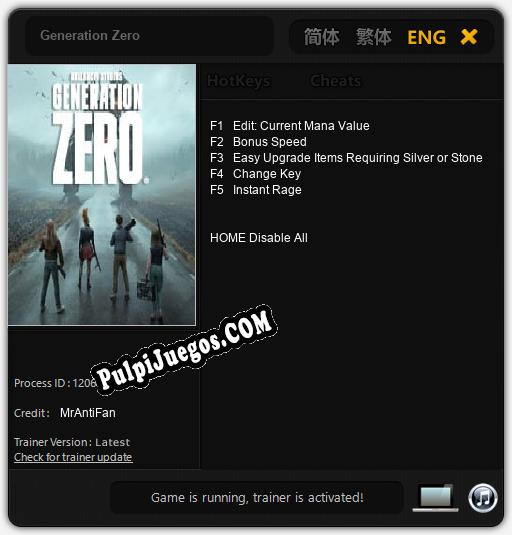 Generation Zero: Treinador (V1.0.27)