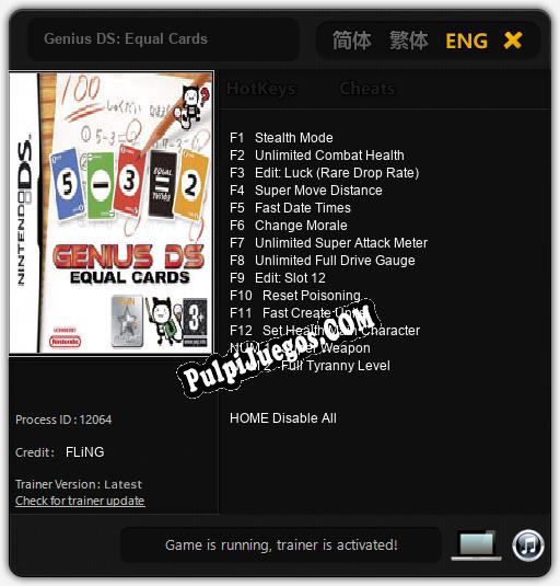 Genius DS: Equal Cards: Trainer +14 [v1.3]